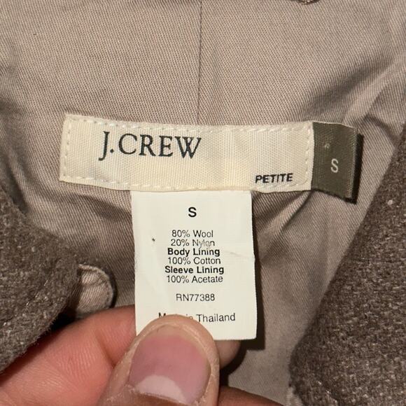 J. Crew Coat Tan Brown Wool Blend Zip Up Pea Coat Minimalist Jacket Small Petite - Picture 3 of 7